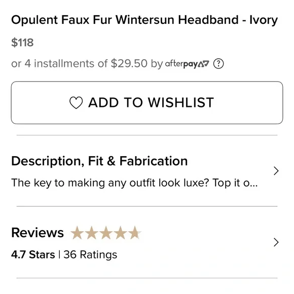 ALO Yoga Opulent faux fur Tan wintersun headband os nwt new with tags $118 - Picture 7 of 8